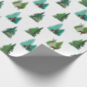 Woodland Deer and Pine Trees Pattern Cadeaupapier (Hoek)