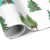 Woodland Deer and Pine Trees Pattern Cadeaupapier (Rol Hoek)