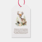 Woodland Deer Animal Baby shower Dank u Cadeaulabel (Achterkant)