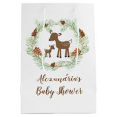 Woodland Deer Animals Baby shower Gift Bag Medium Cadeauzakje (Achterkant)