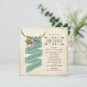  Woodland Deer Antler Baby shower Kaart (Staand voorkant)