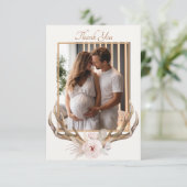 Woodland Deer Antlers Baby shower Dank u kaart – (Staand voorkant)
