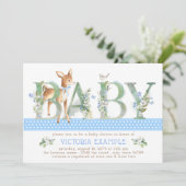  Woodland Deer Baby Boy Shower Uitnodigingen (Staand voorkant)
