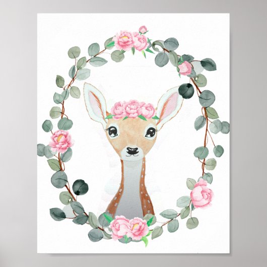 Woodland Deer Baby Girl Shower Gift Poster (Voorkant)
