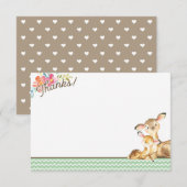 Woodland Deer Baby shower Bedankt Card (Voorkant / Achterkant)