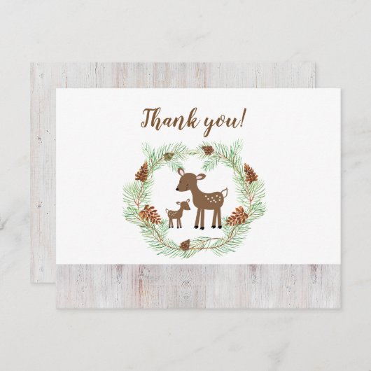 Woodland Deer Baby shower Bedankt voor je opmerkin Kaart (Voorkant / Achterkant)