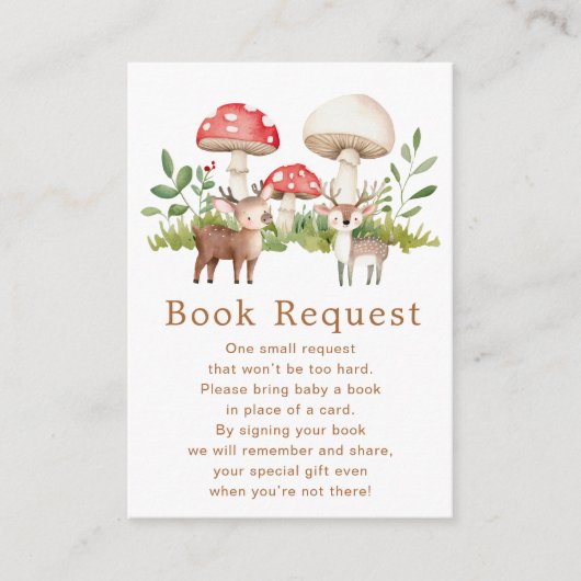 Woodland Deer Baby shower Boek Aanvraag Informatiekaartje (Voorkant)