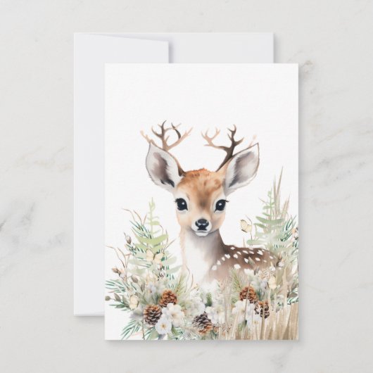 Woodland Deer Baby shower Boy Bedankkaart (Achterkant)