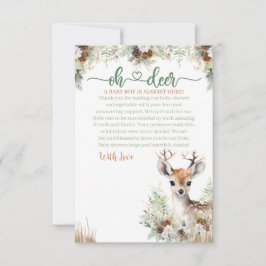 Woodland Deer Baby shower Boy Bedankkaart