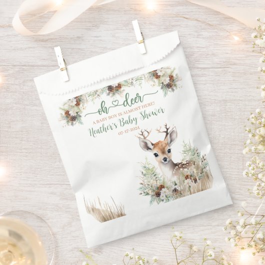 Woodland Deer Baby shower Boy Bedankzakje (Geknipt)