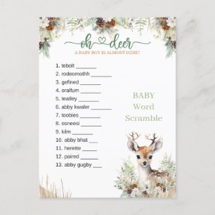 Woodland Deer Baby shower Boy Game Briefkaart