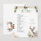 Woodland Deer Baby shower Boy Game Briefkaart (Voorkant / Achterkant)