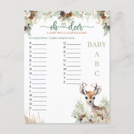 Woodland Deer Baby shower Boy Game Briefkaart