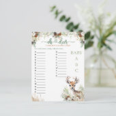 Woodland Deer Baby shower Boy Game Briefkaart (Staand voorkant)