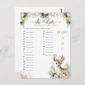 Woodland Deer Baby shower Boy Game Briefkaart (Voorkant / Achterkant)