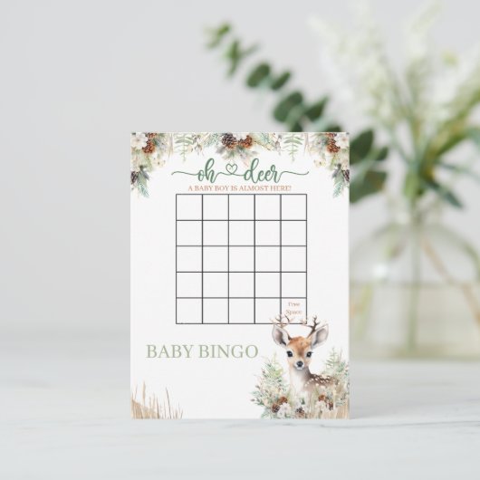 Woodland Deer Baby shower Boy Game Briefkaart (Staand voorkant)