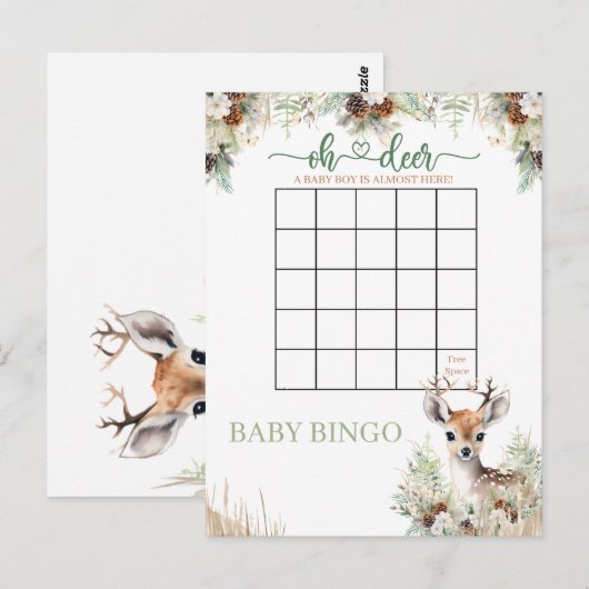 Woodland Deer Baby shower Boy Game Briefkaart (Voorkant / Achterkant)