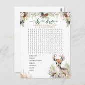 Woodland Deer Baby shower Boy Game Briefkaart (Voorkant / Achterkant)