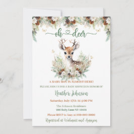 Woodland Deer Baby shower Boy Kaart