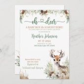 Woodland Deer Baby shower Boy Kaart (Voorkant / Achterkant)