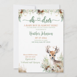 Woodland Deer Baby shower Boy Kaart