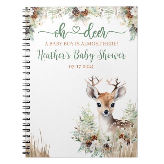 Woodland Deer Baby shower Boy Notitieboek (Voorkant)