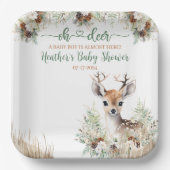 Woodland Deer Baby shower Boy Papieren Bordje (Voorkant)