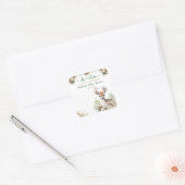 Woodland Deer Baby shower Boy Vierkante Sticker (Envelop)