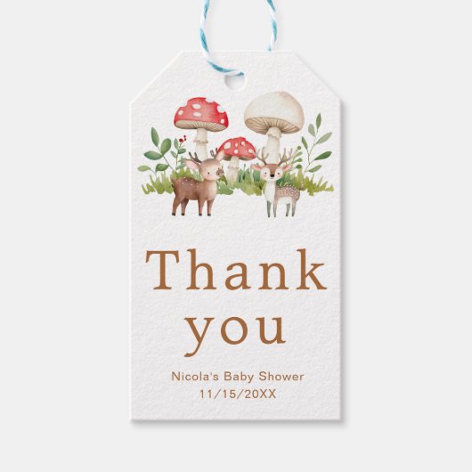 Woodland Deer Baby shower Cadeaulabel (Voorkant)