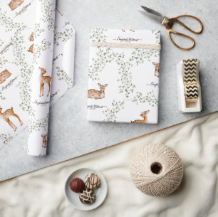 Woodland Deer Baby shower Cadeaupapier