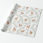 Woodland Deer Baby shower Cadeaupapier (Uitgerold)