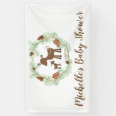 Woodland Deer Baby shower Custom Indoor Spandoek (Verticaal)