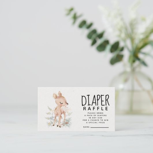 Woodland Deer Baby shower Diaper Raffle Informatiekaartje (Staand voorkant)