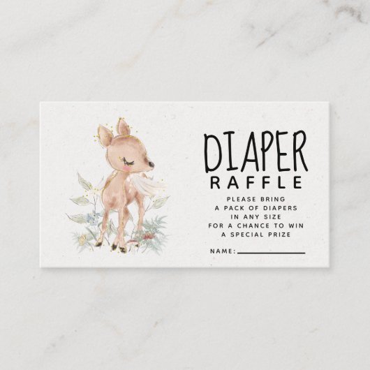 Woodland Deer Baby shower Diaper Raffle Informatiekaartje (Voorkant)