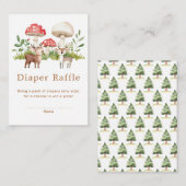 Woodland Deer Baby shower Diaper Raffle Informatiekaartje (Voorkant / Achterkant)