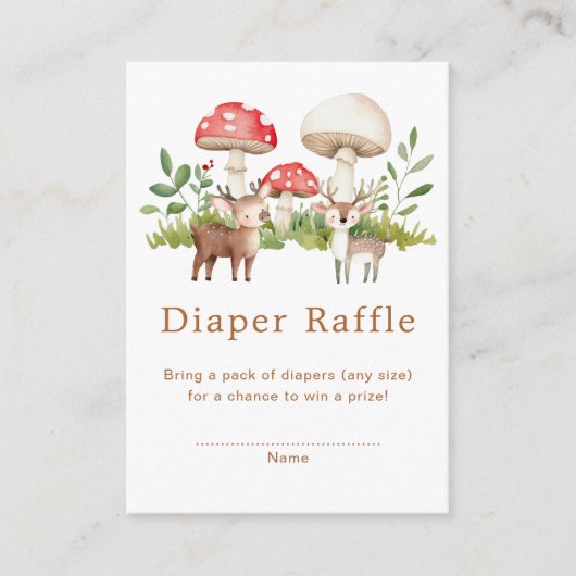 Woodland Deer Baby shower Diaper Raffle Informatiekaartje (Voorkant)