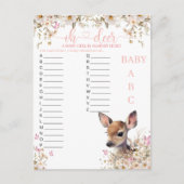 Woodland Deer Baby shower Game Briefkaart (Voorkant)