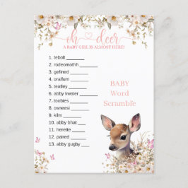 Woodland Deer Baby shower Game Briefkaart