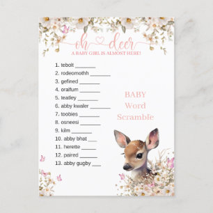 Woodland Deer Baby shower Game Briefkaart