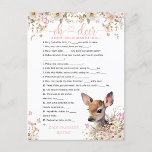 Woodland Deer Baby shower Game Briefkaart