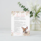 Woodland Deer Baby shower Game Briefkaart (Staand voorkant)
