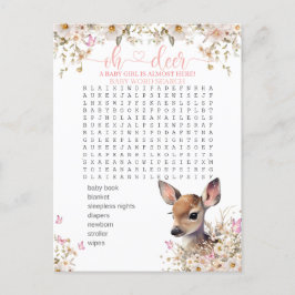 Woodland Deer Baby shower Game Briefkaart