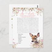 Woodland Deer Baby shower Game Briefkaart (Voorkant / Achterkant)