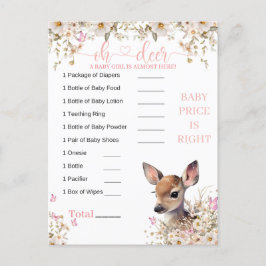 Woodland Deer Baby shower Game Briefkaart