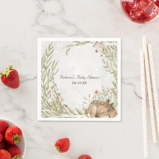 Woodland Deer Baby shower gepersonaliseerd Servet (Insitu)