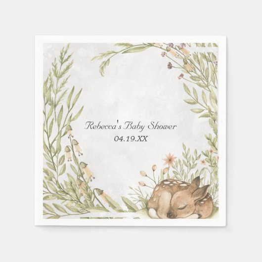 Woodland Deer Baby shower gepersonaliseerd Servet (Voorkant)