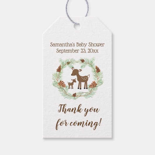 Woodland Deer Baby shower Gift Label Cadeaulabel (Voorkant)