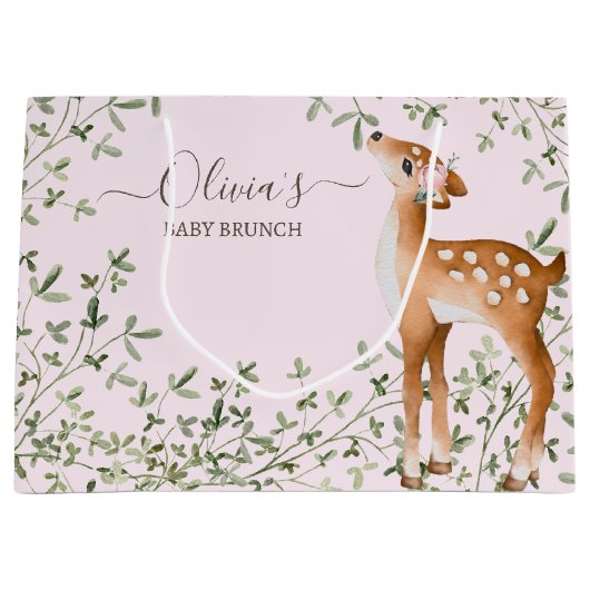 Woodland Deer Baby shower Groot Cadeauzakje (Voorkant)