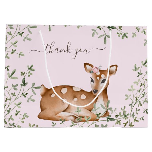 Woodland Deer Baby shower Groot Cadeauzakje (Achterkant)