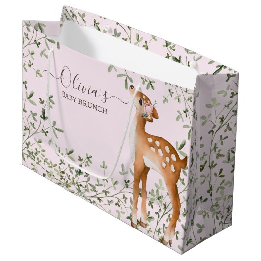 Woodland Deer Baby shower Groot Cadeauzakje (Voorkant Gekanteld)